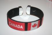 CANADA BLACK SUPER THICK COUNTRY FLAG FLEXIBLE BRACELET WRISTBAND .. NEW