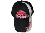 CANADA BLACK WITH WHITE STRIPE & RED LEAF EMBOSSED HAT CAP .. NEW