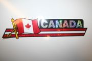 CANADA COUNTRY FLAG LONG METALIC CAR AUTOMOBILE BUMPER STICKER DECAL EMBLEM .. SOCCER HOCKEY .. NEW