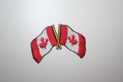 CANADA DOUBLE COUNTRY FLAG  SMALL  IRON ON EMBROIDERED PATCH CREST BADGE .. NEW