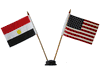 USA & EGYPT SMALL 4" X 6" INCHES MINI DOUBLE COUNTRY STICK FLAG BANNER WITH BLACK STAND ON A 10" INCH PLASTIC POLE .. NEW
