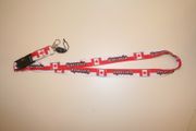 CANADA RED & WHITE STRIPE COUNTRY FLAG LANYARD KEYCHAIN PASSHOLDER...NEW