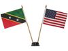 USA & ST.KITTS AND NEVIS SMALL 4" X 6" INCHES MINI DOUBLE COUNTRY STICK FLAG BANNER WITH BLACK STAND ON A 10" INCH PLASTIC POLE .. NEW