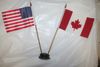 CANADA / USA COUNTRY 4" X 6" SMALL STICK FLAGS WITH DUAL BASE .. NEW