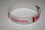 CANADA WHITE COUNTRY FLAG FLEXIBLE C BRACELET WRISTBAND ... HOCKEY SOCCER CANADIAN ... NEW