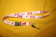 CANADA WHITE COUNTRY FLAG HIGH GLOSS LANYARD KEYCHAIN PASSHOLDER ...NEW