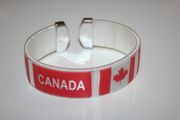 CANADA WHITE SUPER THICK COUNTRY FLAG FLEXIBLE BRACELET WRISTBAND .. NEW