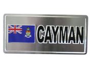 CAYMAN COUNTRY FLAG SILVER SMALL METALLIC LICENSE PLATE DECAL STICKER EMBLEM ...