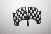 CHECKERED FLAG DOUBLE IRON ON EMBOIDERED PATCH CREST BADGE .. NEW