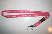 CHEEKY MONKEY PICTURE PINK LANYARD KEYCHAIN PASSHOLDER ... NEW
