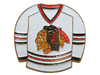 CHICAGO BLACKHAWKS WHITE NHL HOCKEY JERSEY LAPEL PIN BADGE .. NEW