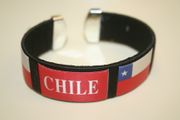 CHILE BLACK SUPER THICK COUNTRY FLAG FLEXIBLE BRACELET WRISTBAND .. NEW