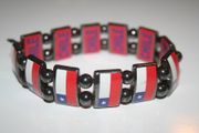 CHILE COUNTRY FLAG FLEXIBLE METAL REVERSIBLE BRACELET .. NEW