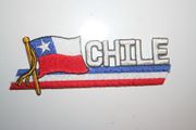 CHILE COUNTRY FLAG WORD IRON-ON PATCH CREST BADGE .. NEW