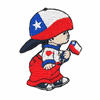 CHILE LITTLE BOY COUNTRY FLAG EMBROIDERED IRON ON PATCH CREST BADGE .. NEW