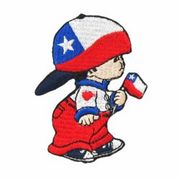 CHILE LITTLE BOY COUNTRY FLAG EMBROIDERED IRON ON PATCH CREST BADGE .. NEW