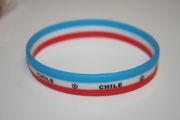 CHILE SOCCER BALL FOOTBALL COUNTRY FLAG COLORS LAYERED SILICONE BRACELET WRISTBAND .. ADULT AND KIDS SIZES .. NEW