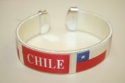 CHILE WHITE SUPER THICK COUNTRY FLAG FLEXIBLE BRACELET WRISTBAND .. NEW