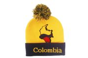 COLOMBIA BLUE YELLOW COUNTRY SHAPE FLAG TOQUE HAT WITH POM POM