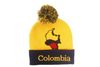 COLOMBIA BLUE YELLOW COUNTRY SHAPE FLAG TOQUE HAT WITH POM POM COLOMBIA BLUE YELLOW COUNTRY SHAPE FLAG TOQUE HAT WITH POM POM