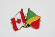 CONGO REPUBLIC / CANADA COUNTRY FLAG FRIENDSHIP METAL LAPEL PIN BADGE ... 3/4 INCH X 1 INCH .. NEW 