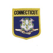 CONNECTICUT USA SHIELD FLAG IRON ON PATCH CREST BADGE 3 X 3 1/2 INCHES ... NEW