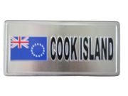 COOK ISLAND COUNTRY FLAG SILVER SMALL METALLIC LICENSE PLATE DECAL STICKER EMBLEM ...