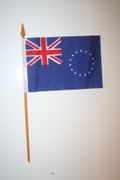 COOK ISLANDS COUNTRY 4" X 6" SMALL STICK FLAG WITH 10" POLE .. NEW