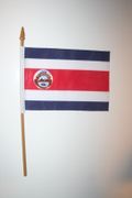 COSTA RICA COUNTRY 4" X 6" SMALL STICK FLAG WITH 10" POLE .. NEW