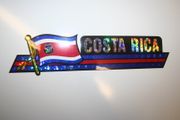 COSTA RICA COUNTRY FLAG LONG METALIC CAR AUTOMOBLE BUMPER STICKER DECAL EMBLEM .. NEW