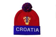 CROATIA BLUE RED HNS LOGO FIFA WORLD CUP TOQUE HAT WITH POM POM