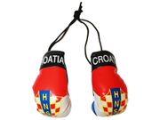 CROATIA  HRVATSKA COUNTRY FLAG PAIR OF MINIATURE BOXING GLOVES ATTACHED TOGETHER TO PUT OVER YOUR CAR MIRROR.. NEW