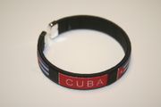 CUBA BLACK COUNTRY FLAG FLEXIBLE METAL NYLON BRACELETS .... NEW