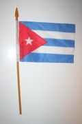 CUBA COUNTRY 4" X 6" SMALL STICK FLAG WITH 10" POLE .. NEW