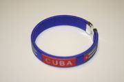 CUBA COUNTRY FLAG BLUE FLEXIBLE METAL NYLON BRACELETS .... NEW
