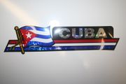 CUBA COUNTRY FLAG LONG METALIC CAR AUTOMOBILE BUMPER STICKER DECAL EMBLEM . NEW