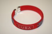 CUBA COUNTRY FLAG RED FLEXIBLE METAL NYLON BRACELETS ... NEW