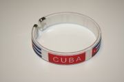 CUBA COUNTRY FLAG WHITE FLEXIBLE METAL NYLON BRACELET ... NEW