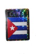 CUBA SQUARE COUNTRY FLAG METALLIC BUMPER STICKER DECAL .. SIZE  3" X 4" INCHES .. NEW