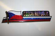 CZECH REPUBLIC COUNTRY FLAG LONG METALIC CAR AUTOMOBILE BUMPER STICKER DECAL EMBLEM .. NEW