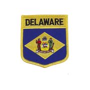 DELAWARE USA SHIELD FLAG IRON ON PATCH CREST BADGE 3 X 3 1/2 INCHES ... NEW