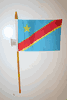 DEMOCRATIC REPUBLIC OF CONGO COUNTRY 4" X 6" SMALL STICK FLAG WITH 10" POLE .. NEW