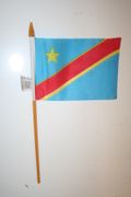 DEMOCRATIC REPUBLIC OF CONGO COUNTRY 4" X 6" SMALL STICK FLAG WITH 10" POLE .. NEW