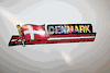 DENMARK COUNTRY FLAG LONG METALIC CAR AUTOMOBILE BUMPER STICKER DECAL EMBLEM .. FIFA WORLD CUP SOCCER FOOTBALL .. NEW