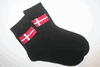 ***SOLD OUT***DENMARK COUNTRY FLAG PAIR OF BLACK WOMENS HIGH QUALITY DRESS SOCKS .. SIZE 9-11 ...NEW IN PACKAGE