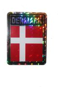 DENMARK SQUARE COUNTRY FLAG METALLIC BUMPER STICKER DECAL .. SIZE 3" X 4" INCHES .. NEW