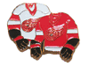 DETROIT RED WINGS NHL HOCKEY DOUBLE JERSEY LAPEL PIN BADGE .. NEW