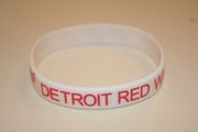 DETROIT RED WINGS NHL HOCKEY WHITE SILICONE BRACELET WITH LOGO (ADULT AND KIDS SIZES)