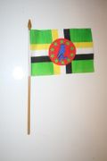 DOMINICA COUNTRY 4" X 6" SMALL STICK FLAG WITH 10" POLE .. NEW