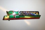 DOMINICA COUNTRY FLAG LONG METALIC CAR AUTOMOBILE BUMPER STICKER DECAL EMBLEM .. NEW